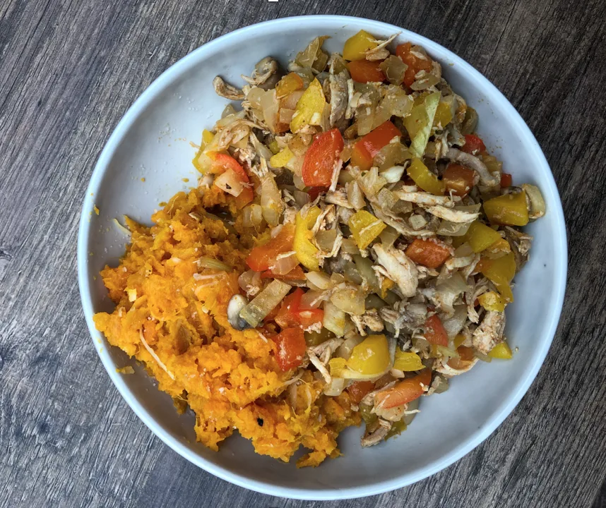 Pulled chicken met zoete aardappel